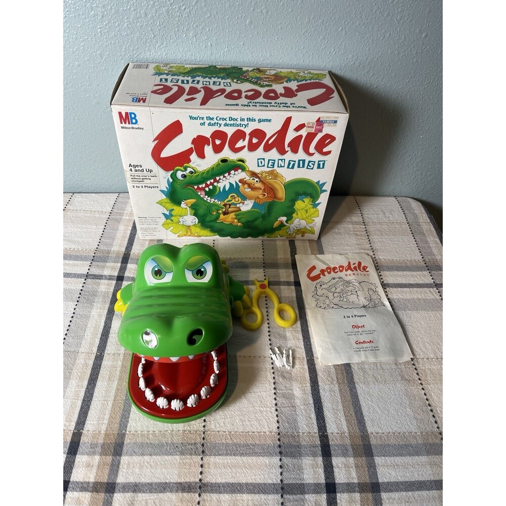 Milton Bradley Crocodile Dentist Game Vintage Toy W/ Box & Manual Complete 1990